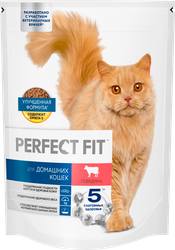 Корм PERFECT FIT для домашних кошек говядина м/у 650г., детальное фото