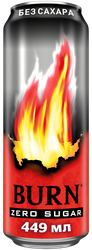 Энергетический напиток BURN Оригинальный без сахара ж/б 0,449л., изображение