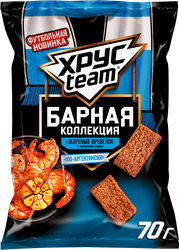 Сухарики ХРУСБАР Жареные креветки в чесночном соусе ф/п 70г., фото