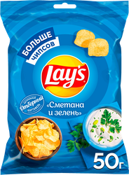 Чипсы картофельные LAYS Сметана Зелень ф/п 50г., изображение