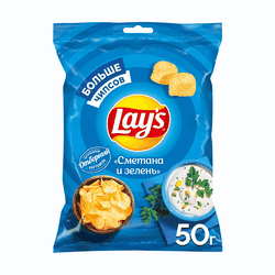 Чипсы картофельные LAYS Сметана Зелень ф/п 50г., картинка