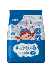 Творог АНФИСКИНО 5% пит-пак 300г. БЗМЖ, крупный план