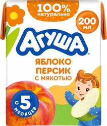 Сок АГУША яблоко-персик тба 200 мл ВБД, детальное фото