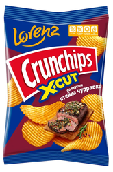 Чипсы картофельные рифленые Crunchips стейк ЧУРАСКО ф/п 70г., крупный план