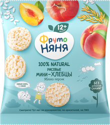 Фруктовые мини-хлебцы ФРУТОНЯНЯ Рис, яблоко, персик ф/п 30г., вид