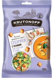 Сухарики КРУТОНОФФ с чесноком для салатов и супов п/п 100г., детальное фото