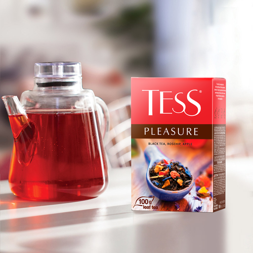 Чай черный TESS Pleasure с добавками листовой, 100г, картинка