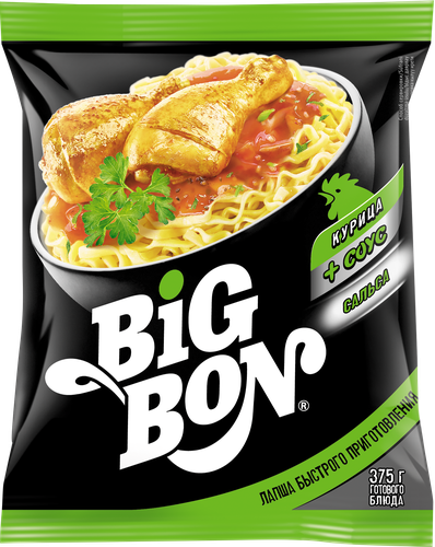 Лапша BIGBON со вкусом курицы и соусом Сальса, 75г, картинка