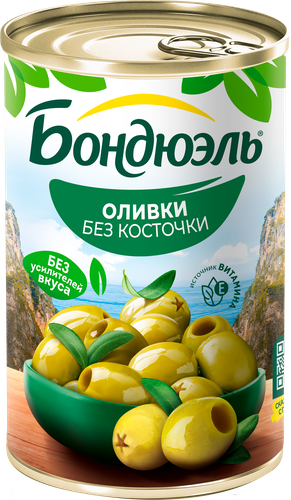 Оливки без косточки БОНДЮЭЛЬ, 314мл, крупный план