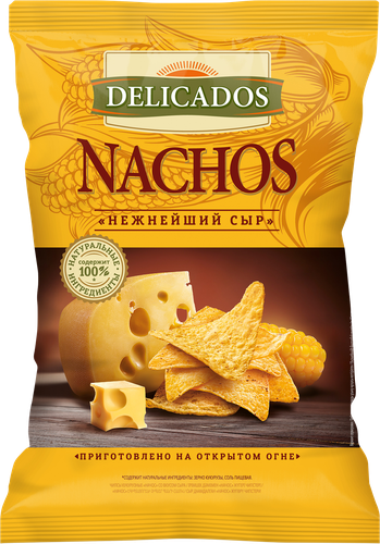 Чипсы кукурузные DELICADOS Nachos со вкусом сыра, 150г, крупный план
