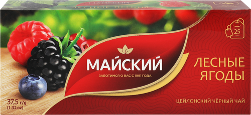 Чай черный МАЙСКИЙ Лесные Ягоды байховый, 25х1,5г, фото