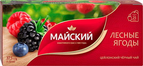 Чай черный МАЙСКИЙ Лесные Ягоды байховый, 25х1,5г, изображение