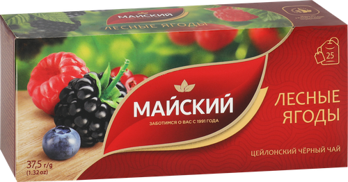 Чай черный МАЙСКИЙ Лесные Ягоды байховый, 25х1,5г, фото