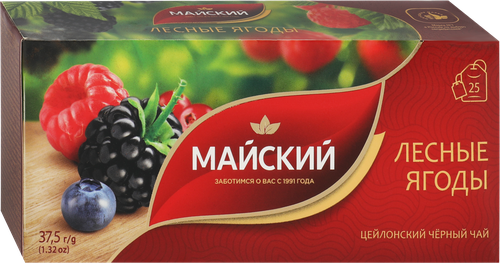 Чай черный МАЙСКИЙ Лесные Ягоды байховый, 25х1,5г, изображение