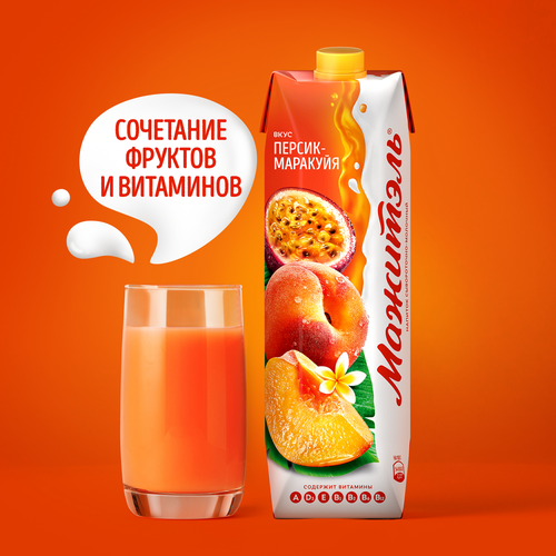 Напиток сывороточно-молочный МАЖИТЕЛЬ Персик, маракуйя 0,05%, без змж, 950г, изображение