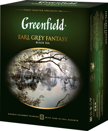 Чай черный GREENFIELD Earl Grey Fantasy с ароматом бергамота, 100пак, вид