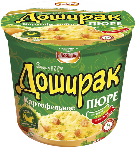 Пюре картофельное ДОШИРАК со вкусом курицы, 40г, крупный план