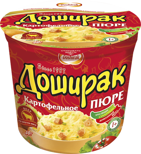 Пюре картофельное ДОШИРАК со вкусом мяса, 40г, картинка