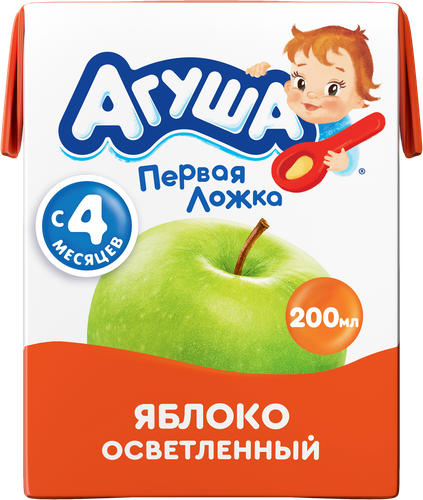 Сок детский АГУША Яблоко осветленный, с 4 месяцев, 200мл, картинка