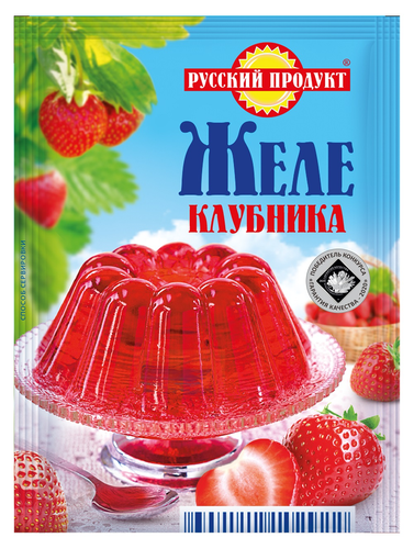 Желе РУССКИЙ ПРОДУКТ вкус клубники, 50г, крупный план