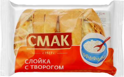 Слойка СМАК с творогом, 100г, крупный план