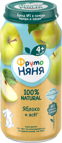 Пюре фруктовое ФРУТОНЯНЯ Яблоко, с 4 месяцев, 250г, детальное фото