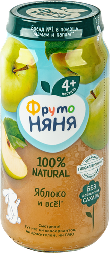 Пюре фруктовое ФРУТОНЯНЯ Яблоко, с 4 месяцев, 250г, детальное фото