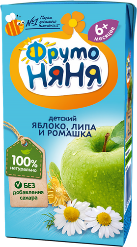 Напиток ФРУТОНЯНЯ Яблоко, липа, ромашка неосветленный, с 6 месяцев, 200мл, детальное фото