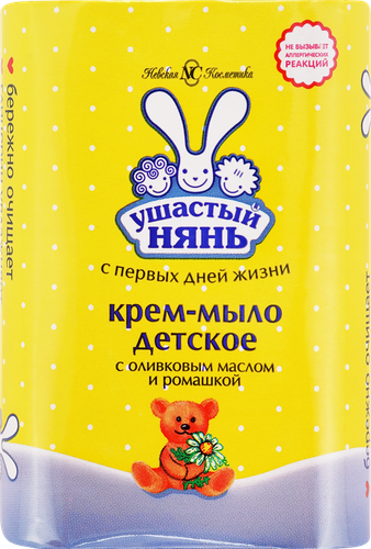 Крем-мыло УШАСТЫЙ НЯНЬ с оливковым маслом и экстрактом ромашки, 90г, изображение