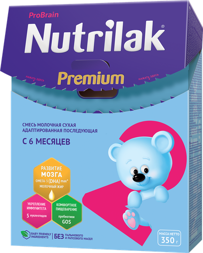 Смесь молочная NUTRILAK Premium 2 адаптированная, с 6 месяцев, 300г, вид