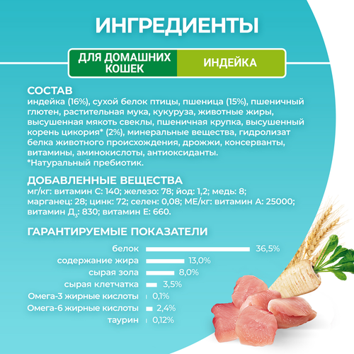 Корм сухой для взрослых кошек PURINA ONE Housecat с индейкой и цельными злаками, 750г, изображение