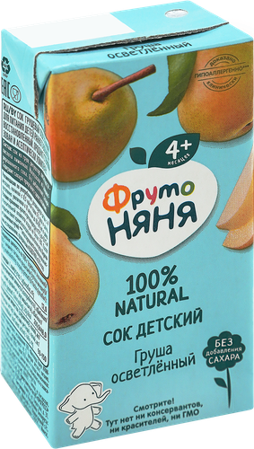 Сок ФРУТОНЯНЯ Груша осветленный, с 4 месяцев, 200мл, вид