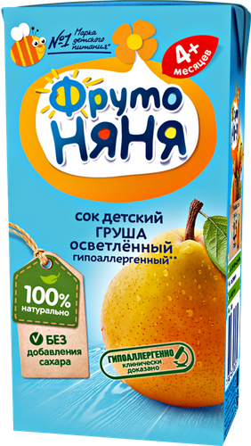 Сок ФРУТОНЯНЯ Груша осветленный, с 4 месяцев, 200мл, картинка
