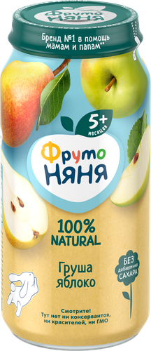 Пюре фруктовое ФРУТОНЯНЯ Груша, яблоко, с 5 месяцев, 250г, фотография