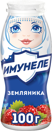 Напиток кисломолочный ИМУНЕЛЕ Земляника 1,2%, без змж, 100г, детальное фото