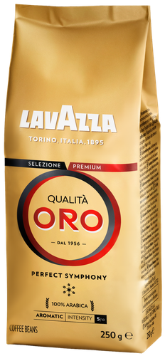 Кофе зерновой LAVAZZA Qualita ORO натуральный жареный, 250г, вид
