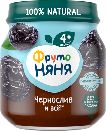 Пюре фруктовое ФРУТОНЯНЯ Чернослив, с 4 месяцев, 100г, фото