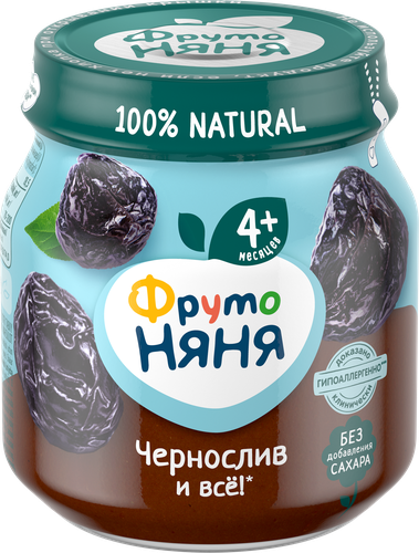 Пюре фруктовое ФРУТОНЯНЯ Чернослив, с 4 месяцев, 100г, картинка