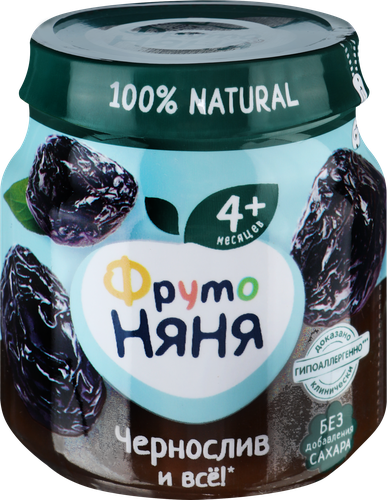 Пюре фруктовое ФРУТОНЯНЯ Чернослив, с 4 месяцев, 100г, фото