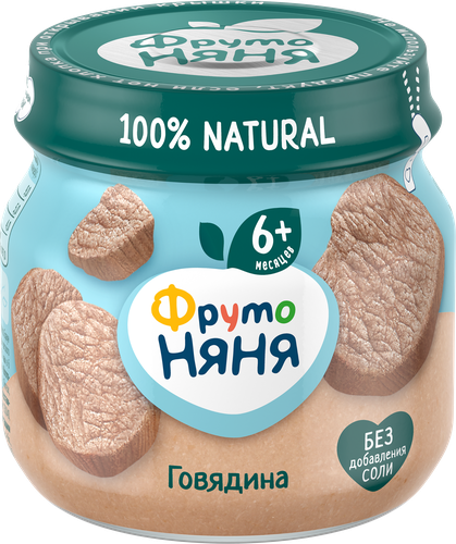 Пюре мясное ФРУТОНЯНЯ Говядина, с 6 месяцев, 80г, фото