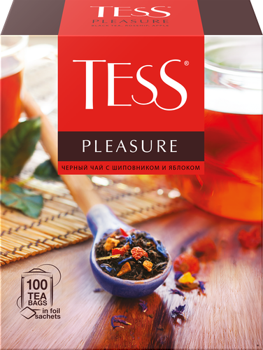 Чай черный TESS Pleasure с добавками, 100пак, вид