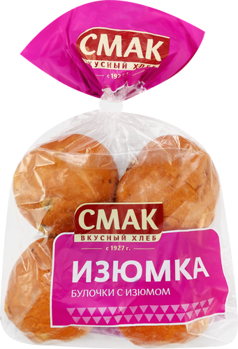 Булочки СМАК Изюмка, высший сорт, 160г, крупный план