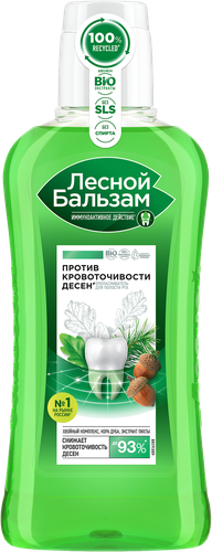Ополаскиватель для десен ЛЕСНОЙ БАЛЬЗАМ с экстрактом коры дуба и пихты на отваре трав, при кровоточивости, 400мл, детальное фото