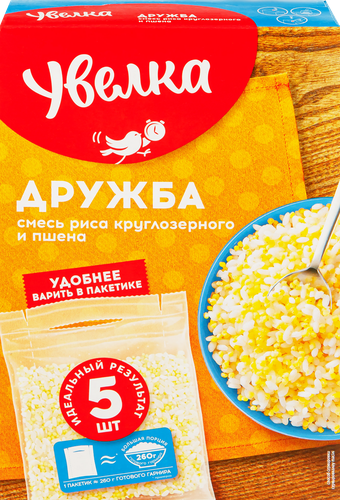 Крупа УВЕЛКА Дружба, рис и пшено, в пакетиках, 5х80г, картинка