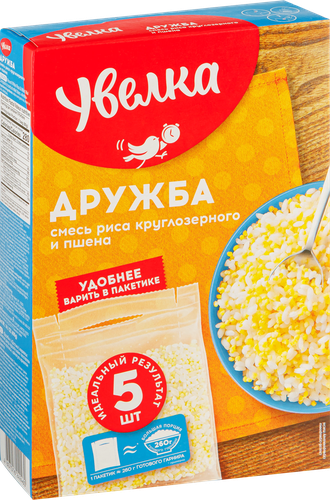 Крупа УВЕЛКА Дружба, рис и пшено, в пакетиках, 5х80г, фото