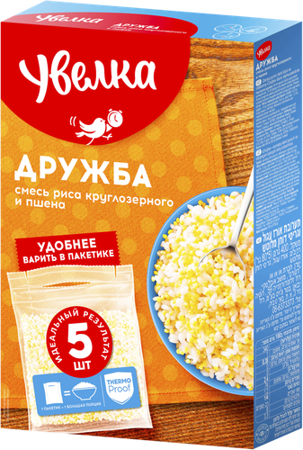 Крупа УВЕЛКА Дружба, рис и пшено, в пакетиках, 5х80г, фотография