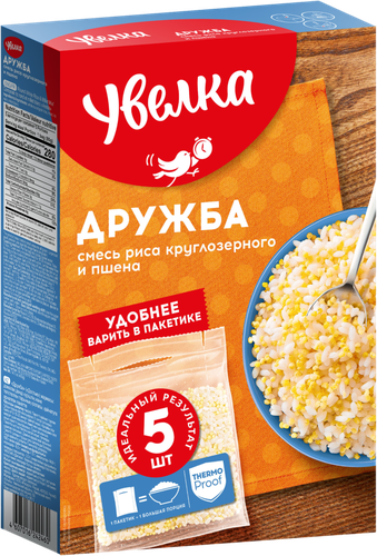 Крупа УВЕЛКА Дружба, рис и пшено, в пакетиках, 5х80г, картинка