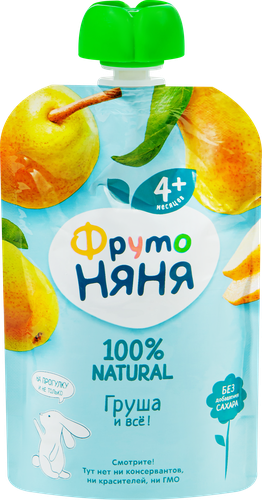 Пюре фруктовое ФРУТОНЯНЯ Груша, с 4 месяцев, 90г, вид
