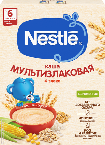 Каша мультизлаковая NESTLE безмолочная, с 6 месяцев, 200г, картинка
