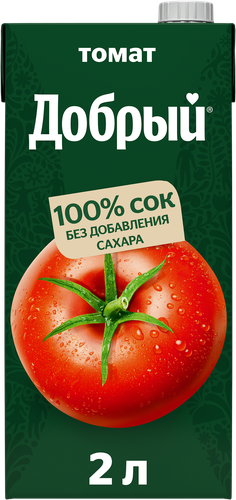 Сок ДОБРЫЙ Томат с солью и мякотью восстановленный гомогенизированный, 2л, крупный план
